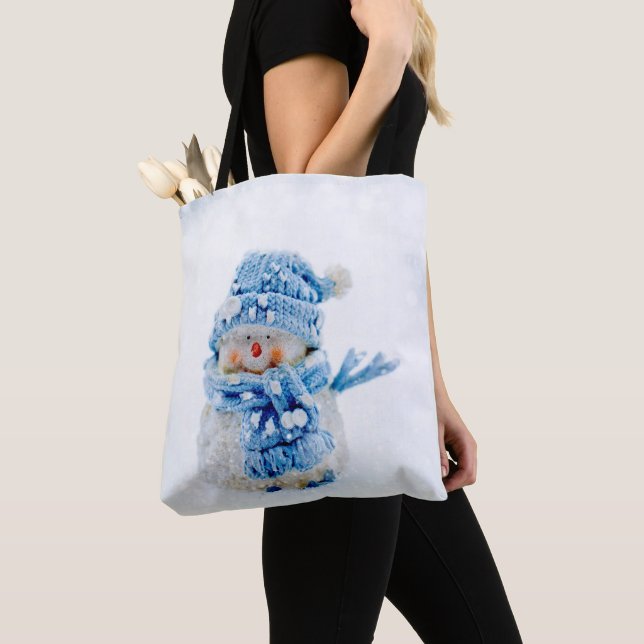 Frosty Friend in Blue Tote Bag (Close Up)