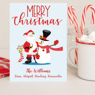 Frosty Friends & Santa Cheer Christmas Photo Holiday Card