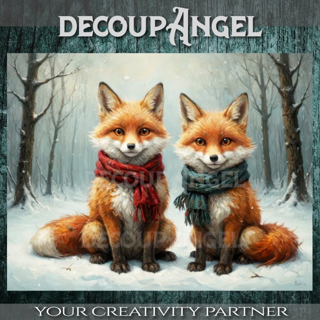 Frosty Friendship of Foxes - Decoupage - Tissue Paper (Creator Uploaded)