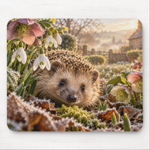 Frosty Garden Hedgehog Design Mouse Mat