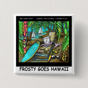 Frosty Goes Hawaii Funny Christmas 15 Cm Square Badge