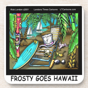 Frosty Goes Hawaii Funny Christmas Coaster