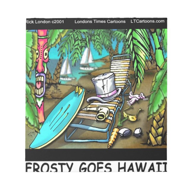 Frosty Goes Hawaii Funny Christmas Notepad (Front)