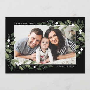 Frosty Green Wreath Photo Card