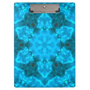 Frosty Ice Blue Snowflake Kaleidoscope Pattern Clipboard