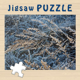 Frosty Ice covert Winter Grass aesthetic Photo Jigsaw Puzzle