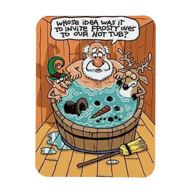 Frosty In A Hot Tub Magnet (Vertical)