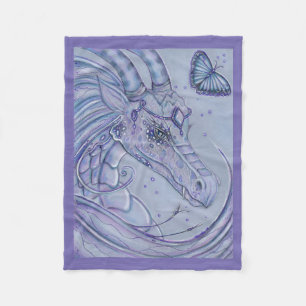 Frosty lavender dragon butterfly fleece blanket