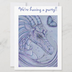 Frosty lavender dragon party invitations for kids