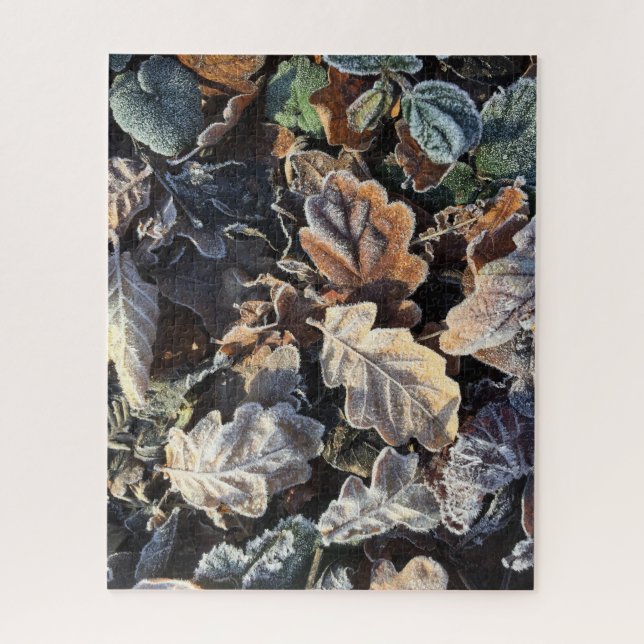 Frosty leaves jigsaw puzzle (Vertical)