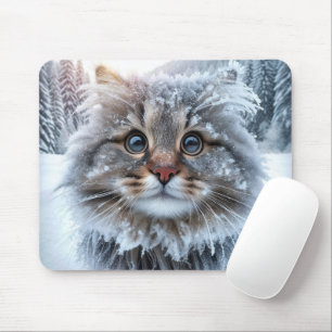 Frosty Maine Coon Cat Mouse Mat