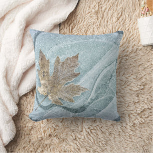 Frosty Maple Leaf Frozen on Ice Cushion