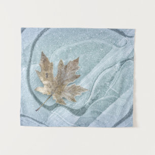 Frosty Maple Leaf Frozen on Ice Tapestry