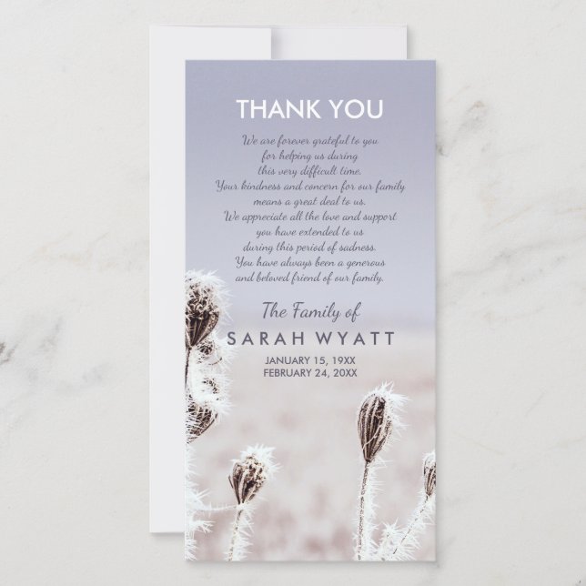 Frosty Meadow | Winter | Sympathy Thank You Card (Front)