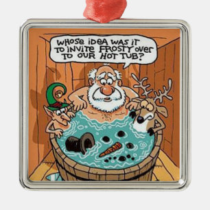 Frosty Melted Santa Scared Christmas Tree Ornament