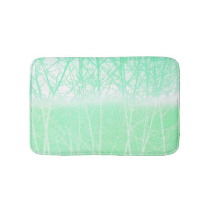 Frosty Misty Branches Mint Green Bath Mat