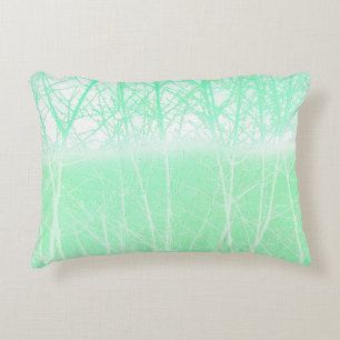 Frosty Misty Branches Mint Green Decorative Cushion