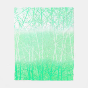 Frosty Misty Branches Mint Green Fleece Blanket