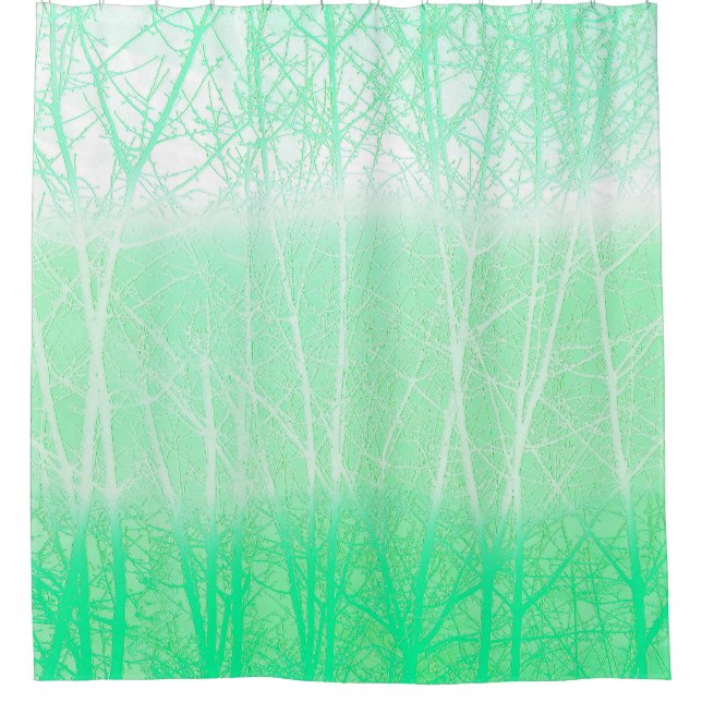 Frosty Misty Branches Mint Green Shower Curtain (Front)