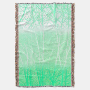 Frosty Misty Branches Mint Green Throw Blanket