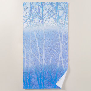Frosty MIsty Trees Baby Blue Beach Towel