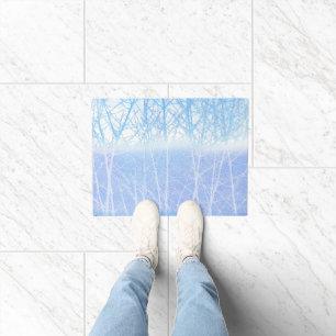Frosty MIsty Trees Baby Blue Doormat