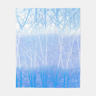 Frosty MIsty Trees Baby Blue Fleece Blanket