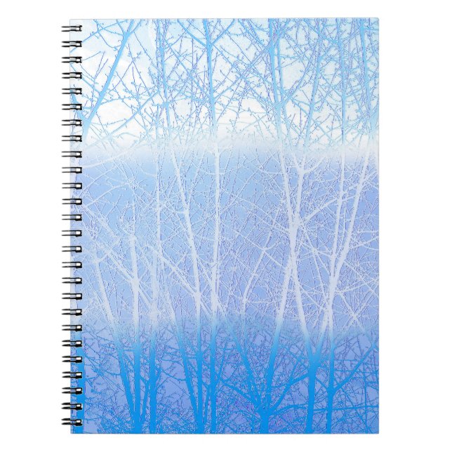 Frosty MIsty Trees Baby Blue Notebook (Front)
