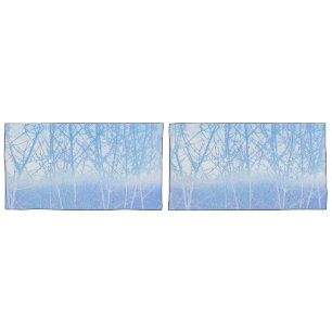 Frosty MIsty Trees Baby Blue Pillowcase