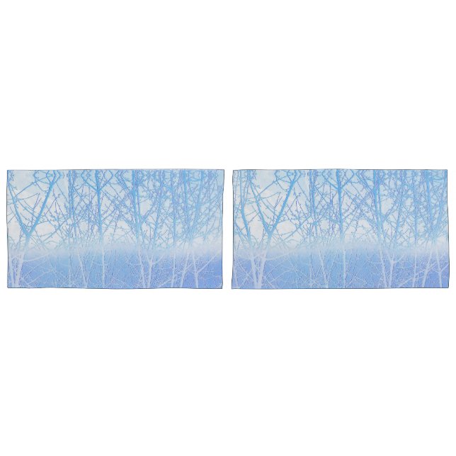 Frosty MIsty Trees Baby Blue Pillowcase (Front-Set)