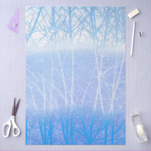 Frosty MIsty Trees Baby Blue Tissue Paper