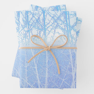 Frosty MIsty Trees Baby Blue Wrapping Paper Sheet
