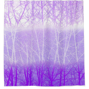 Frosty Misty Trees in Lilac Lavender Shower Curtain