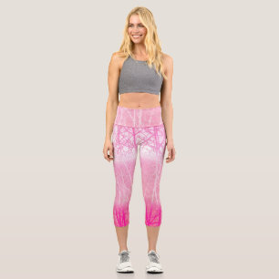 Frosty Misty Trees in Peach and Pink Capri Leggings