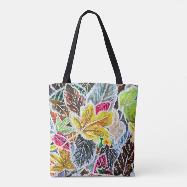 Frosty Morning Colourful Autumn Leaves - Art Tote Bag (Back)