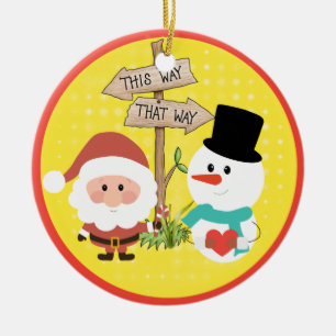 Frosty or Santa? Which way to Christmas? Ceramic Tree Decoration