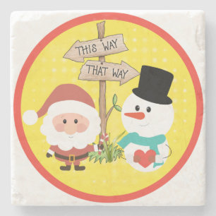 Frosty or Santa? Which way to Christmas? Stone Coaster