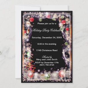 Frosty Ornament Baubles Christmas Party Invitation