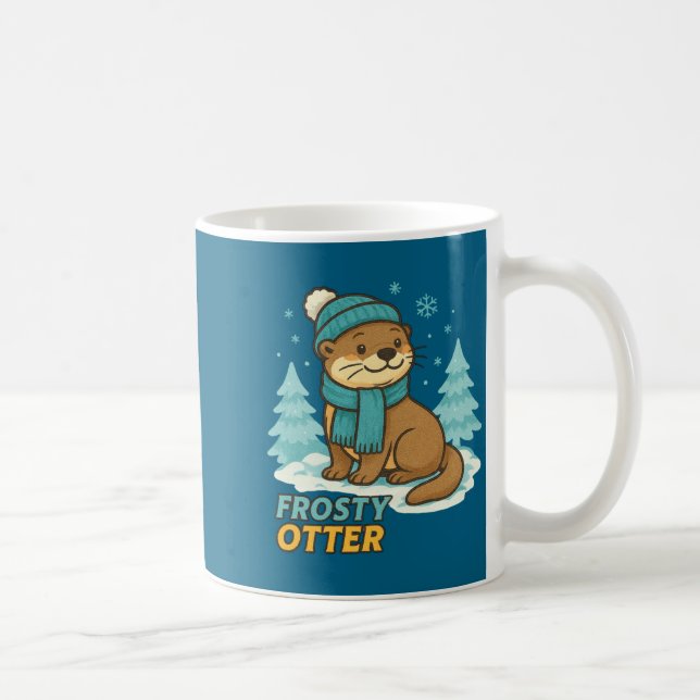 Frosty Otter Winter Charm Art Long Sleeve  Coffee Mug (Right)