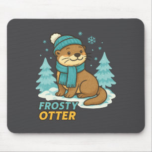 Frosty Otter Winter Charm Art Long Sleeve  Mouse Mat