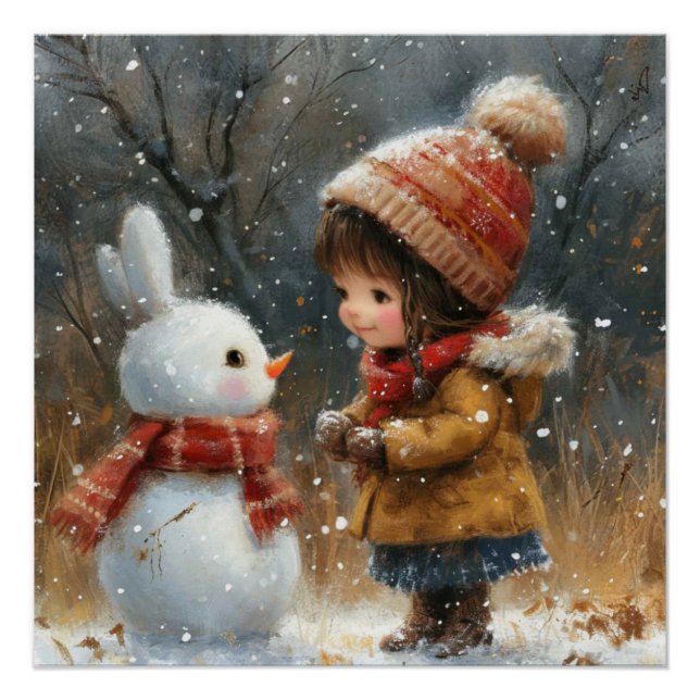 Frosty Paws: A Bit of Whimsy Bunny Poster (Front)