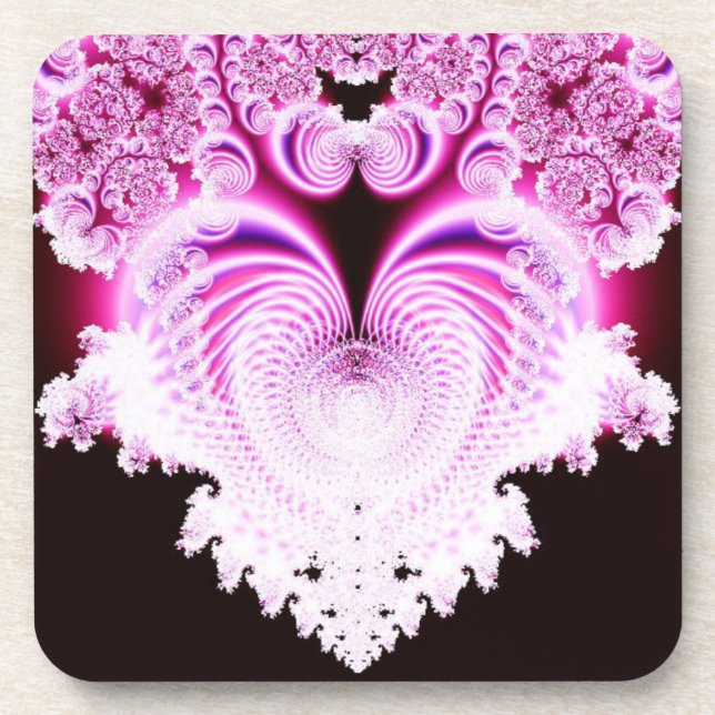 Frosty Pink Heart Coaster (Front)