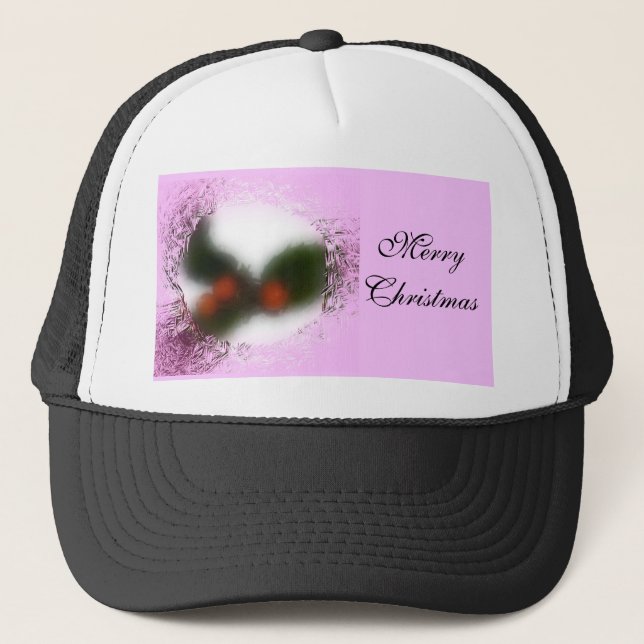 Frosty Pink Holly Trucker Hat (Front)