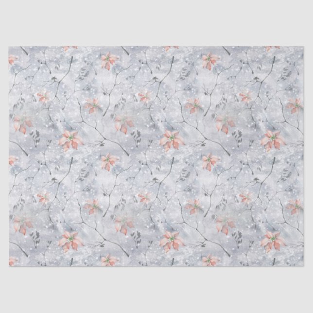 Frosty Poinsettia Tissue Paper (Front)