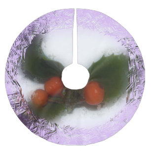 Frosty Purple Holly Brushed Polyester Tree Skirt