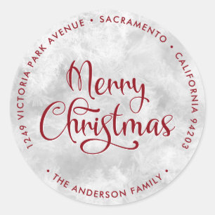 Frosty Red Merry Christmas Return Address Labels