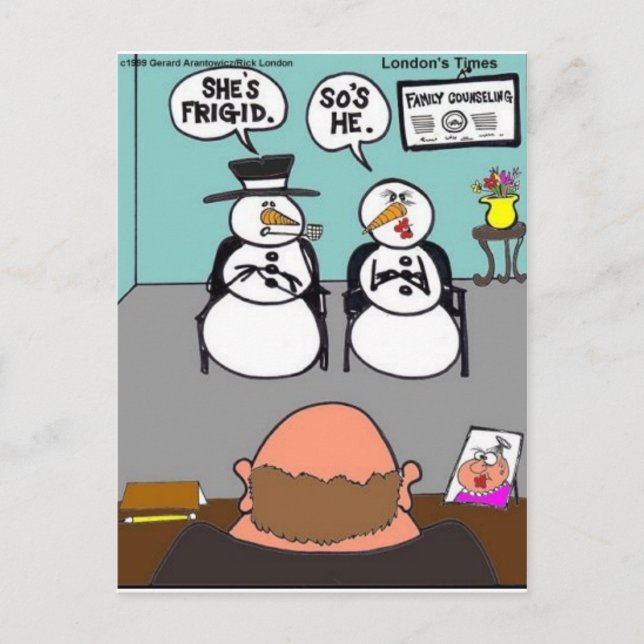 Frosty Relationships Funny Christmas gifts & Tees Holiday Postcard (Front)