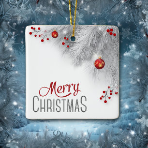 Frosty Silver Bough Red Decorations Christmas