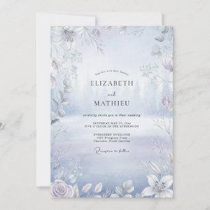 Frosty Silver Eucalyptus Wedding Invitation