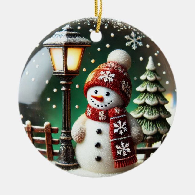 Frosty Snow Globe Ceramic Tree Decoration (Front)
